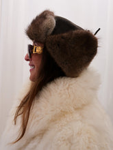 Load image into Gallery viewer, leather and fur chapka