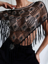 Load image into Gallery viewer, "Lima" crochet and pearls poncho