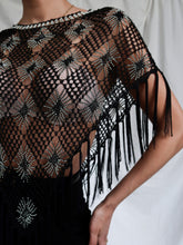 Load image into Gallery viewer, "Lima" crochet and pearls poncho