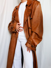 Load image into Gallery viewer, Camel leather trench