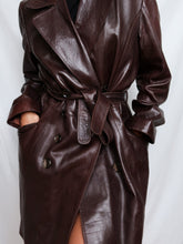 Load image into Gallery viewer, "Brownie" leather trench coat