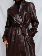 Load image into Gallery viewer, "Brownie" leather trench coat