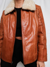 Load image into Gallery viewer, "Ava" camel leather jacket