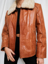 Load image into Gallery viewer, "Ava" camel leather jacket