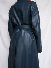 Load image into Gallery viewer, Denim blue leather trench