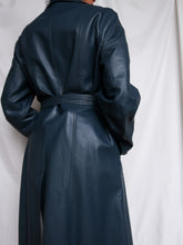 Load image into Gallery viewer, Denim blue leather trench