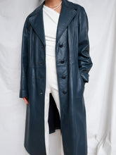 Load image into Gallery viewer, Denim blue leather trench