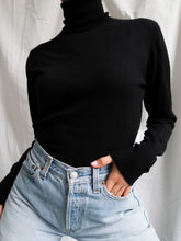 Load image into Gallery viewer, Black cashmere turtleneck
