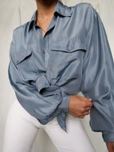 Load image into Gallery viewer, "sky" silk shirt