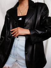 Load image into Gallery viewer, Black leather blazer