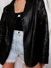 Load image into Gallery viewer, Black leather blazer