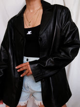 Load image into Gallery viewer, Black leather blazer