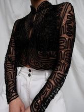 Load image into Gallery viewer, Black embroidery top