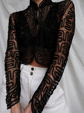 Load image into Gallery viewer, Black embroidery top