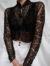 Load image into Gallery viewer, Black embroidery top