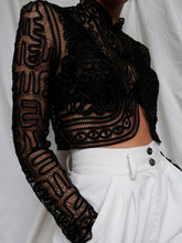Load image into Gallery viewer, Black embroidery top