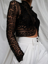 Load image into Gallery viewer, Black embroidery top