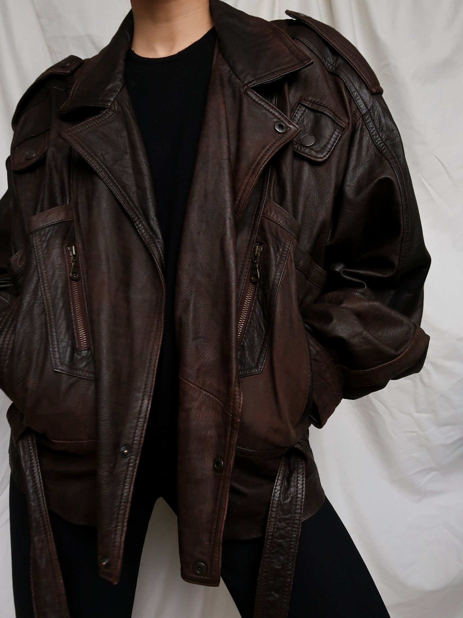 Brown leather jacket – lallasshop : consciously curated