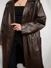Load image into Gallery viewer, Brown leather coat