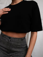 Load image into Gallery viewer, Black knitted tee