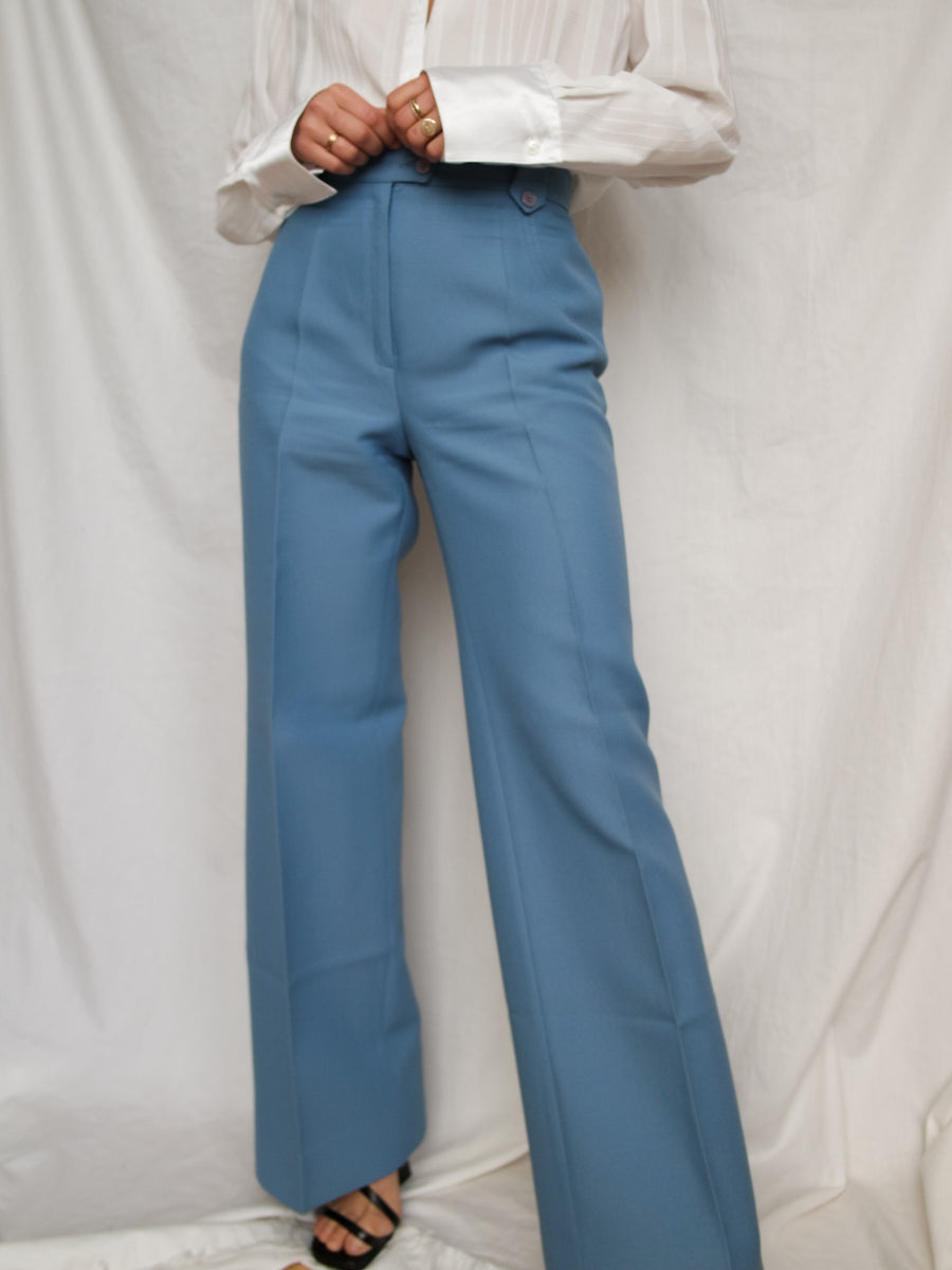 "Baby blue" flare pants consciously curated