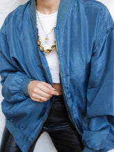Load image into Gallery viewer, blue petrol silk bombers