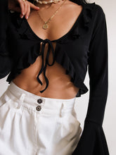 Load image into Gallery viewer, Black top with ruffles
