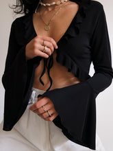 Load image into Gallery viewer, Black top with ruffles