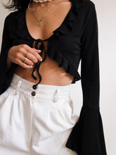 Load image into Gallery viewer, Black top with ruffles