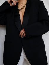 Load image into Gallery viewer, Black smocking blazer