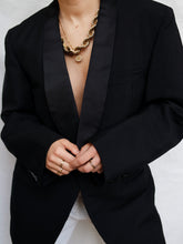 Load image into Gallery viewer, Black smocking blazer