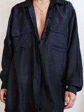 Load image into Gallery viewer, Black silk shirt