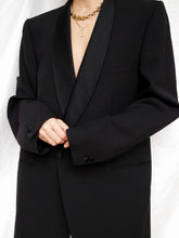 Load image into Gallery viewer, Black smocking blazer