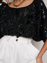 Load image into Gallery viewer, "Mary" silk sequin and pearl shirt