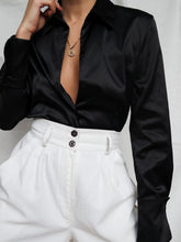 Load image into Gallery viewer, Black satin shirt