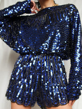 Load image into Gallery viewer, Blue sequin playsuits