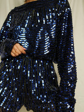 Load image into Gallery viewer, Blue sequin playsuits