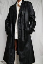 Load image into Gallery viewer, black leather trench coat
