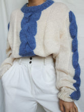 Load image into Gallery viewer, Blue twist knitted jumper