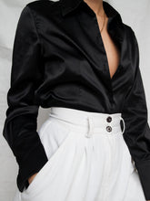 Load image into Gallery viewer, Black satin shirt