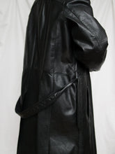 Load image into Gallery viewer, black leather trench coat