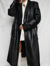 Load image into Gallery viewer, black leather trench coat