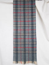 Load image into Gallery viewer, Grey Blue checked scarf