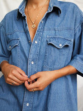 Load image into Gallery viewer, Denim short sleeves shirt (XL) - lallasshop
