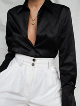 Load image into Gallery viewer, Black satin shirt