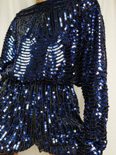 Load image into Gallery viewer, Blue sequin playsuits