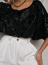 Load image into Gallery viewer, "Mary" silk sequin and pearl shirt