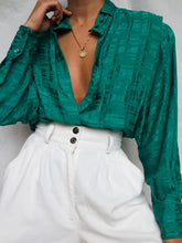 Load image into Gallery viewer, "Valiani" green silkblouse
