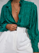 Load image into Gallery viewer, "Valiani" green silkblouse
