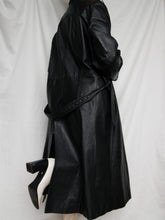 Load image into Gallery viewer, black leather trench coat